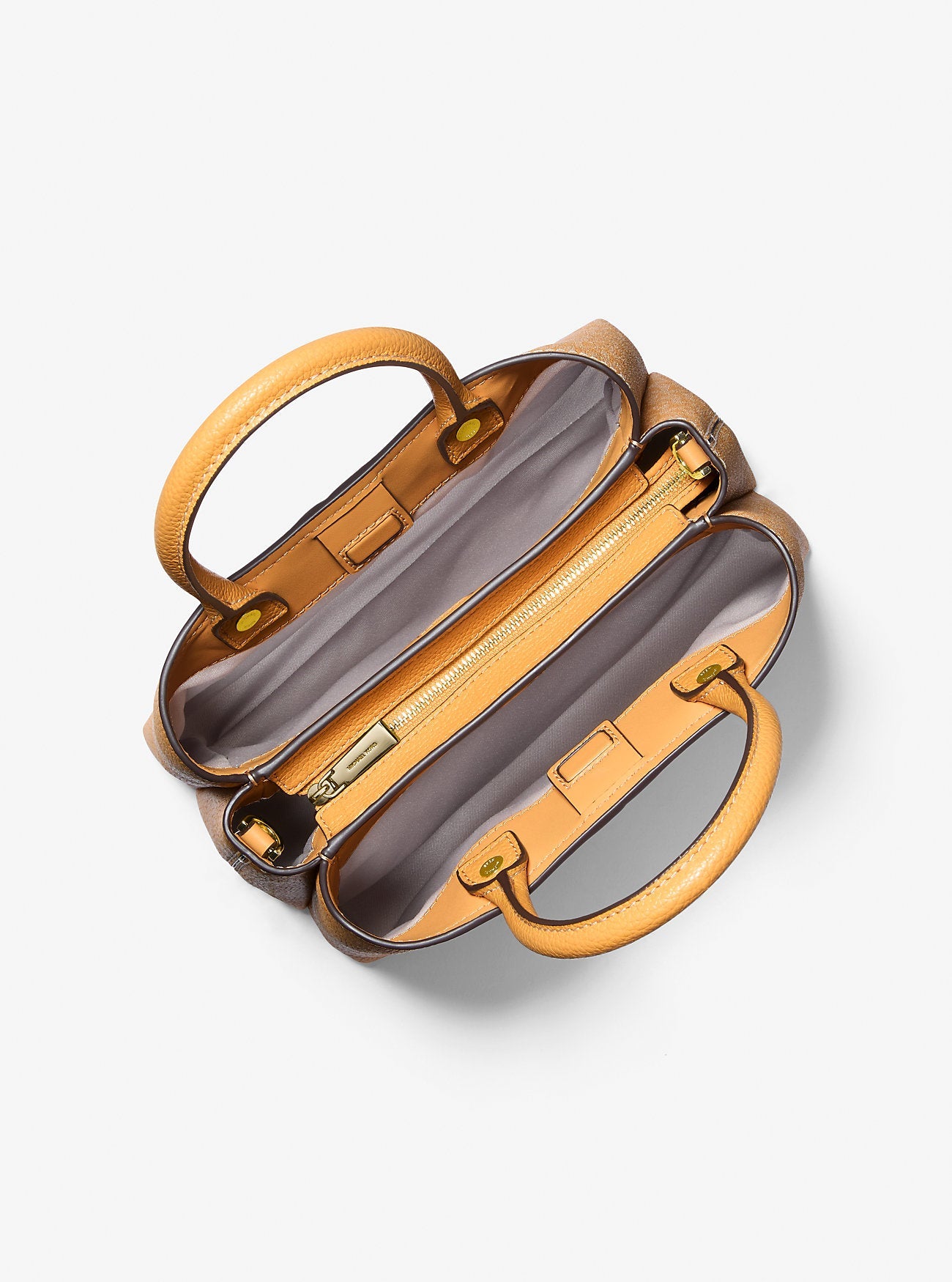 Flora Medium Signature Logo and Leather Satchel