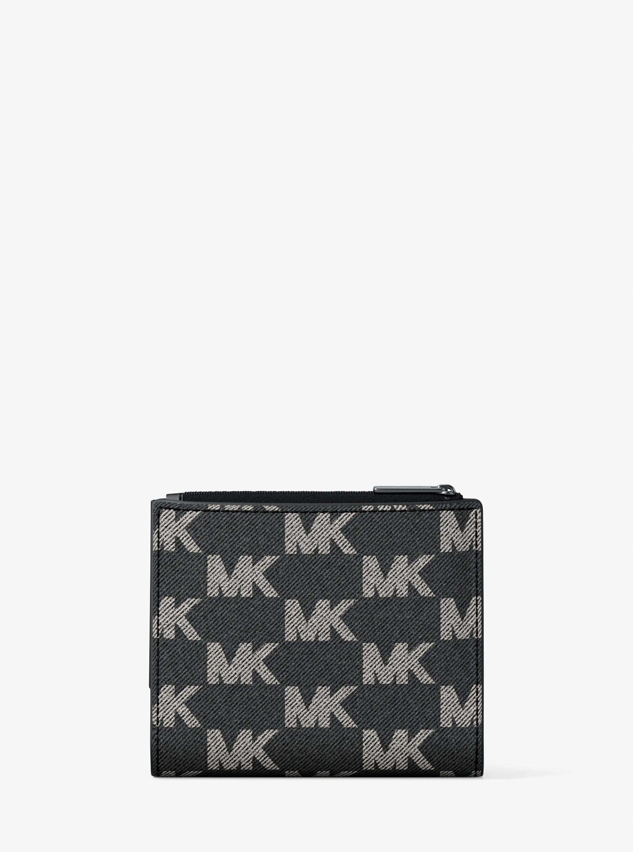 Cooper Medium Logo Jacquard Denim Zip Wallet