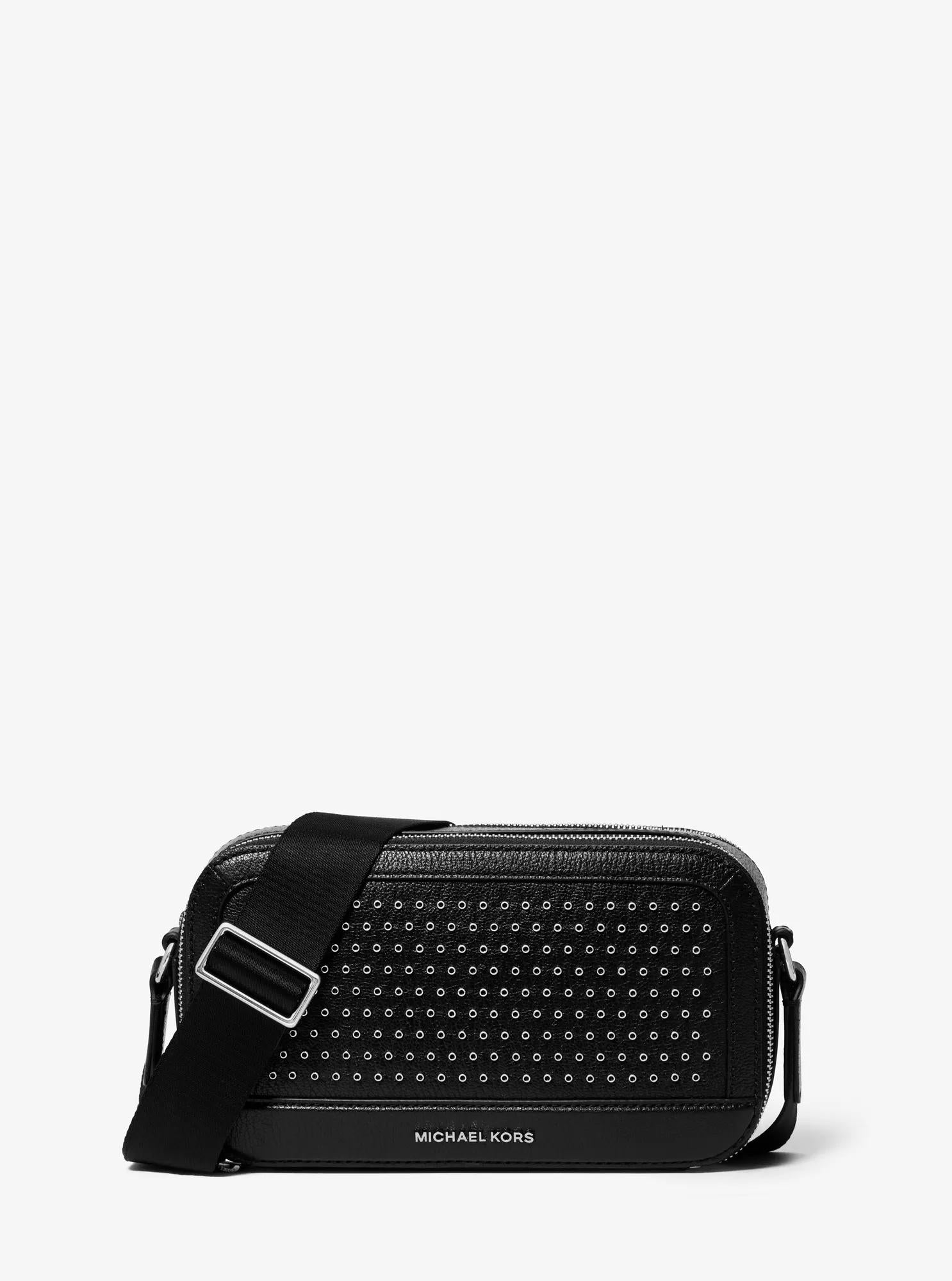 Hudson Grommeted Leather Crossbody Bag