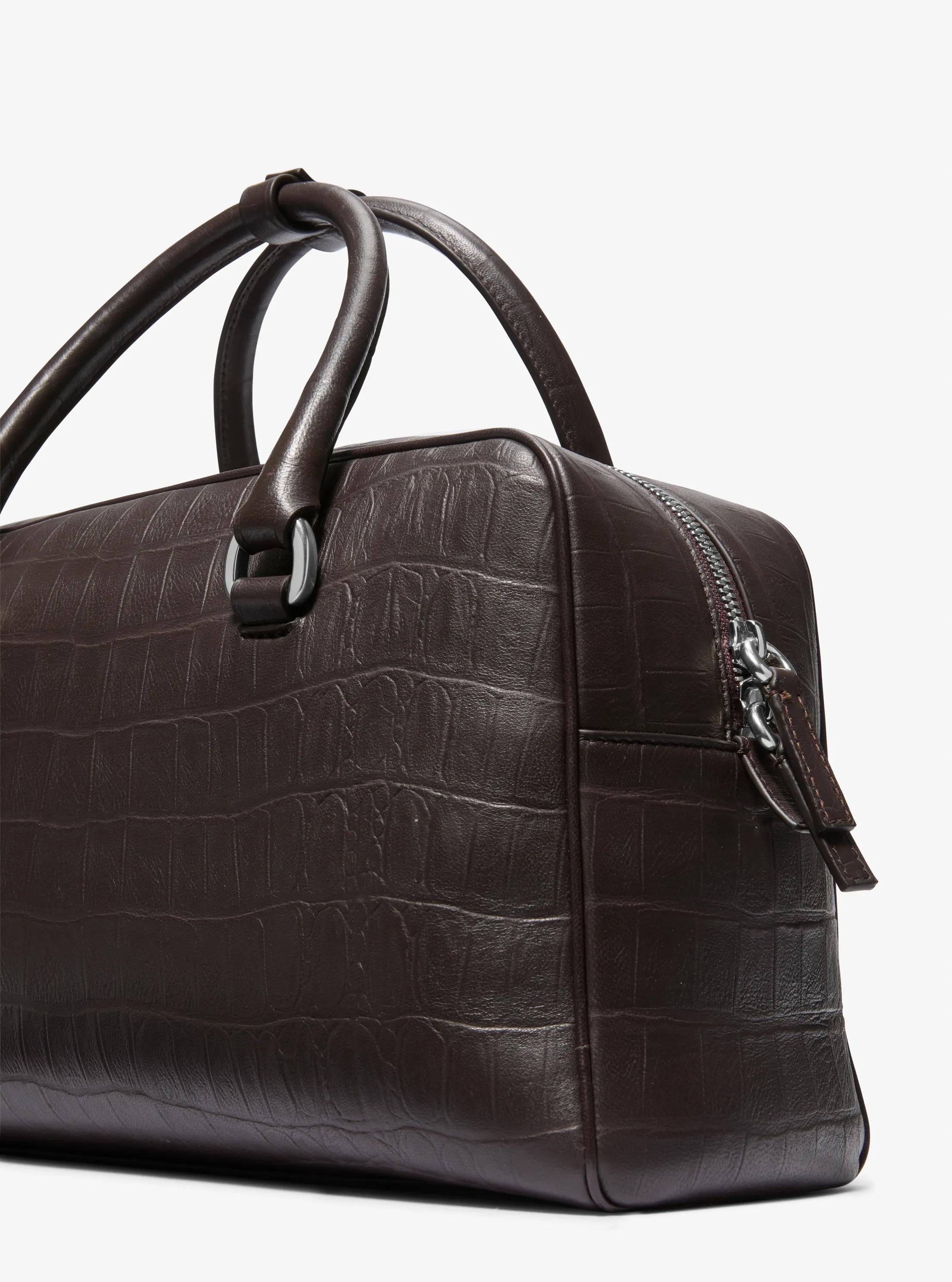 Kasia Medium Crocodile Embossed Leather Satchel