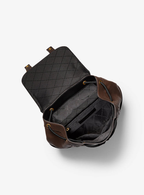 Colby Medium Logo Embossed Burnished Leather Backpack