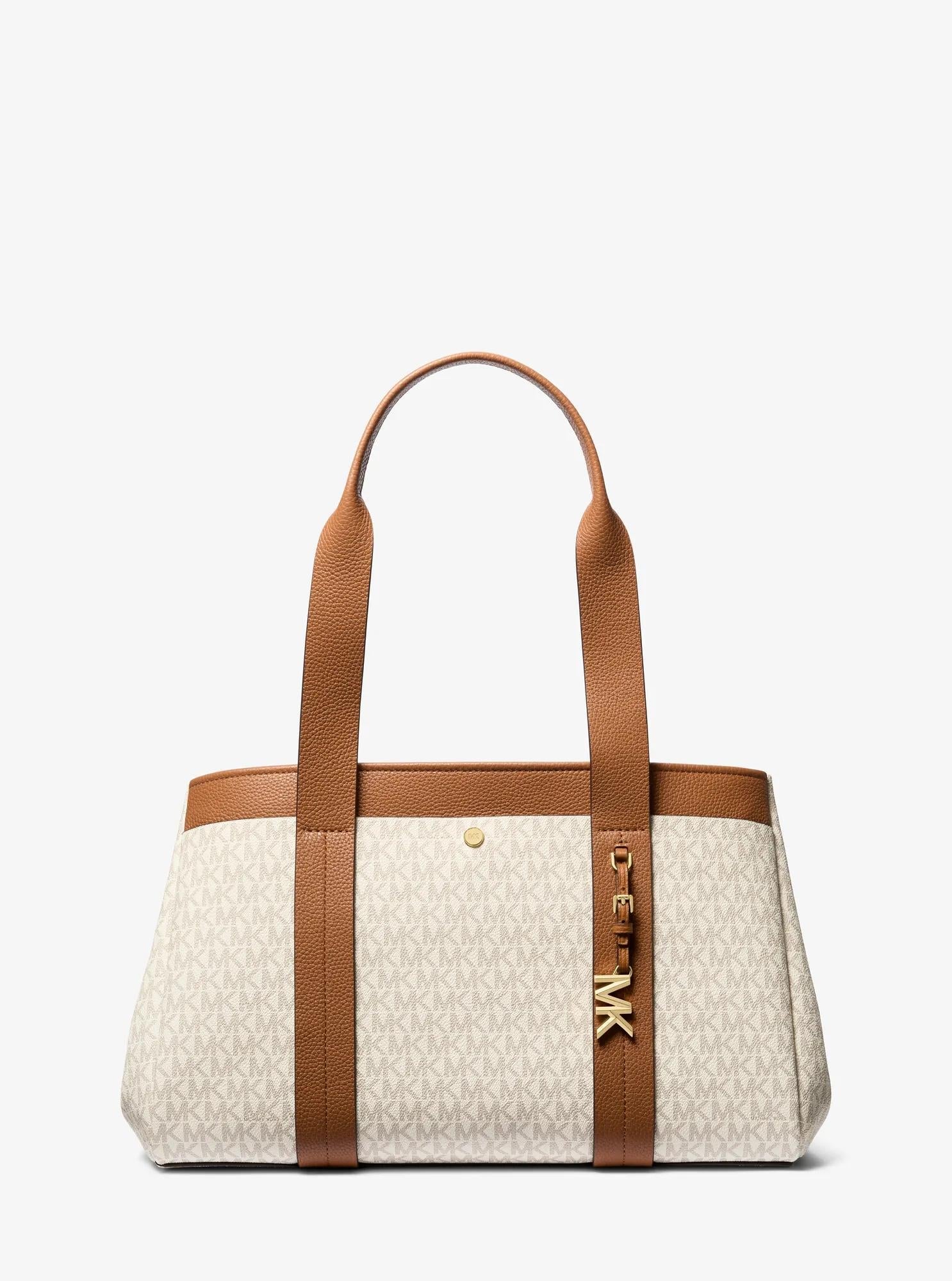Romee Large Signature Logo and Leather Tote Bag