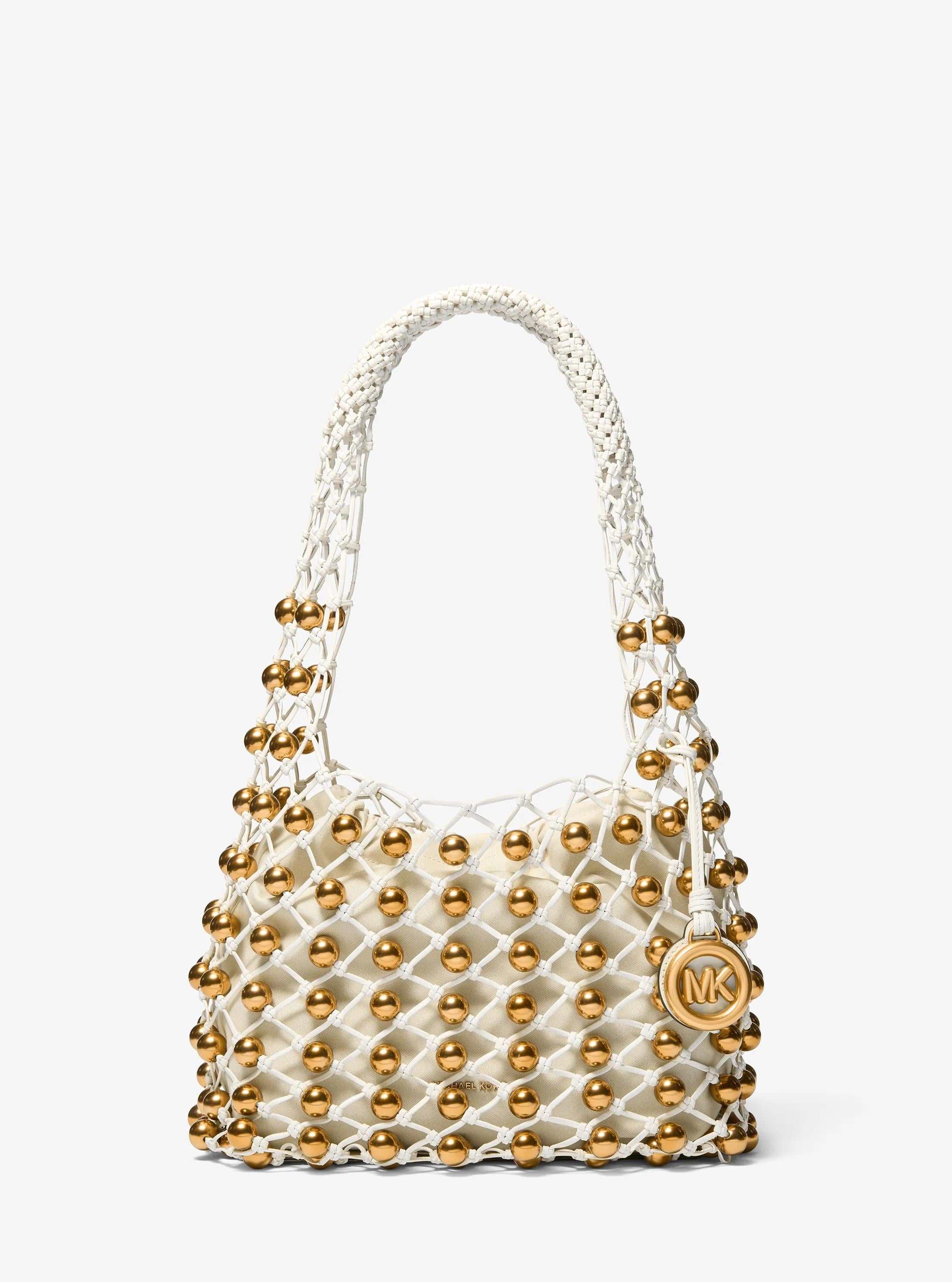 Limited-Edition Gwen Small Studded Hand-Woven Leather Hobo Shoulder Bag
