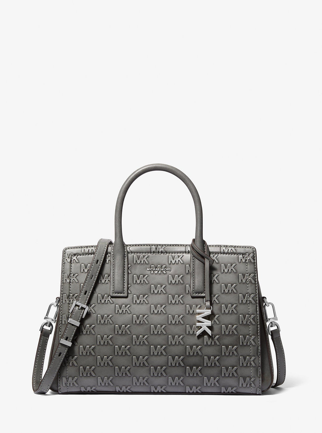 Laila Medium Logo Embossed Burnished Leather Satchel