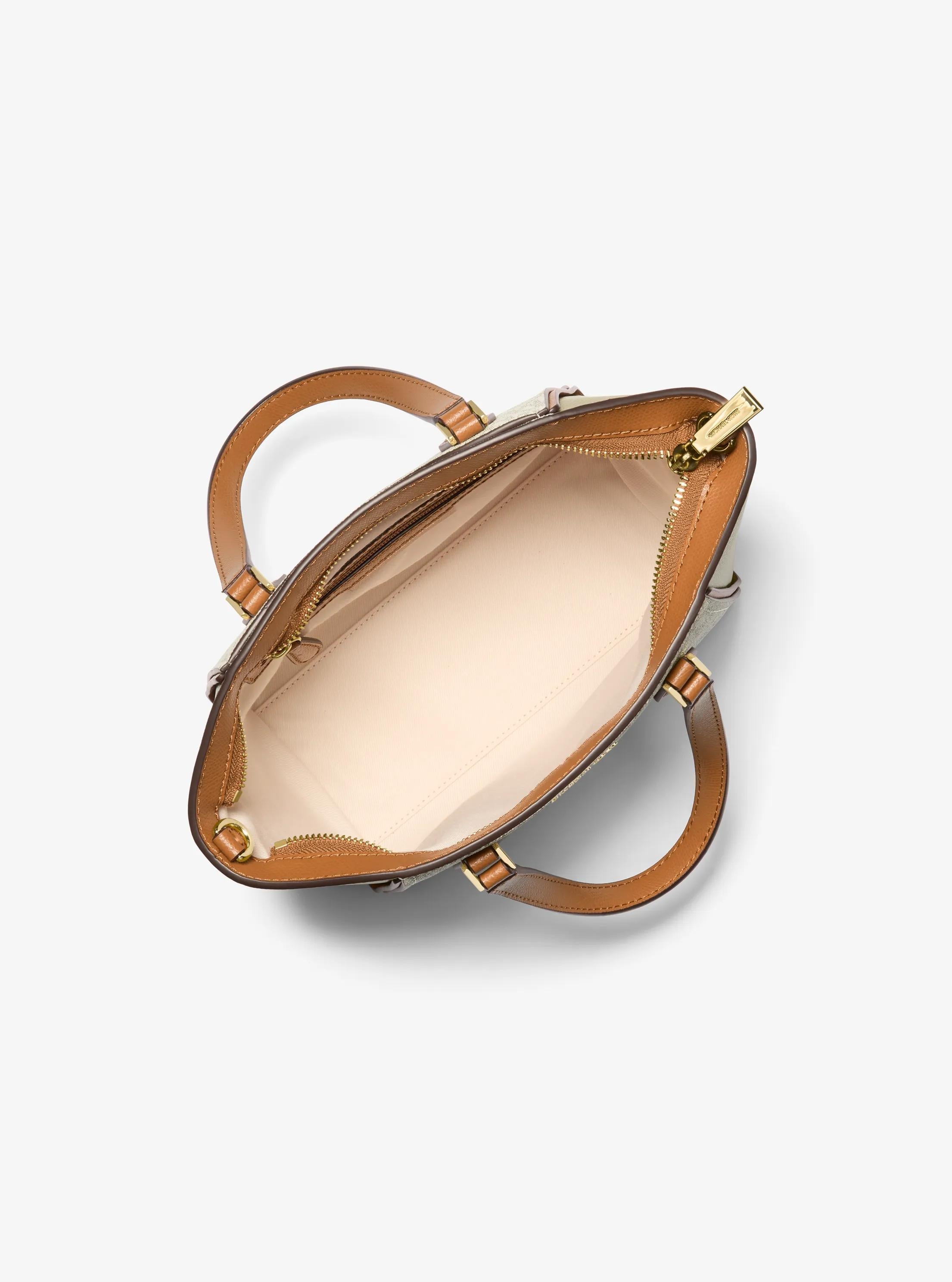 Taryn Small Signature Logo and Leather Convertible Crossbody Bag