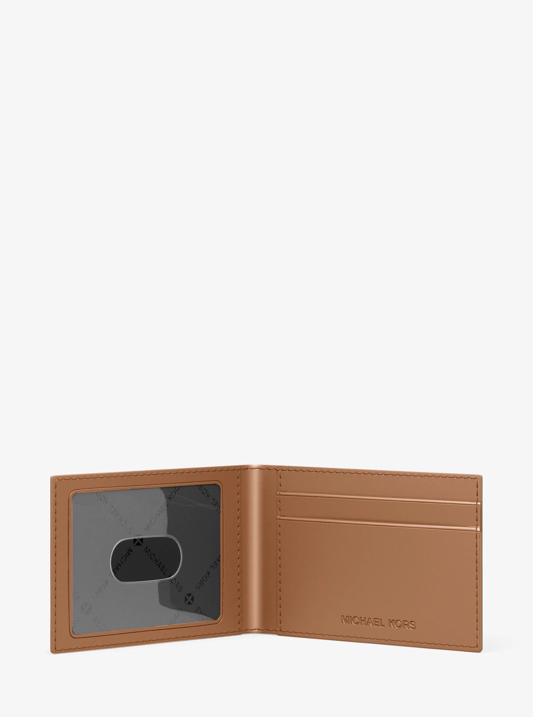 Hudson Logo Embossed Leather Billfold Wallet and Passcase