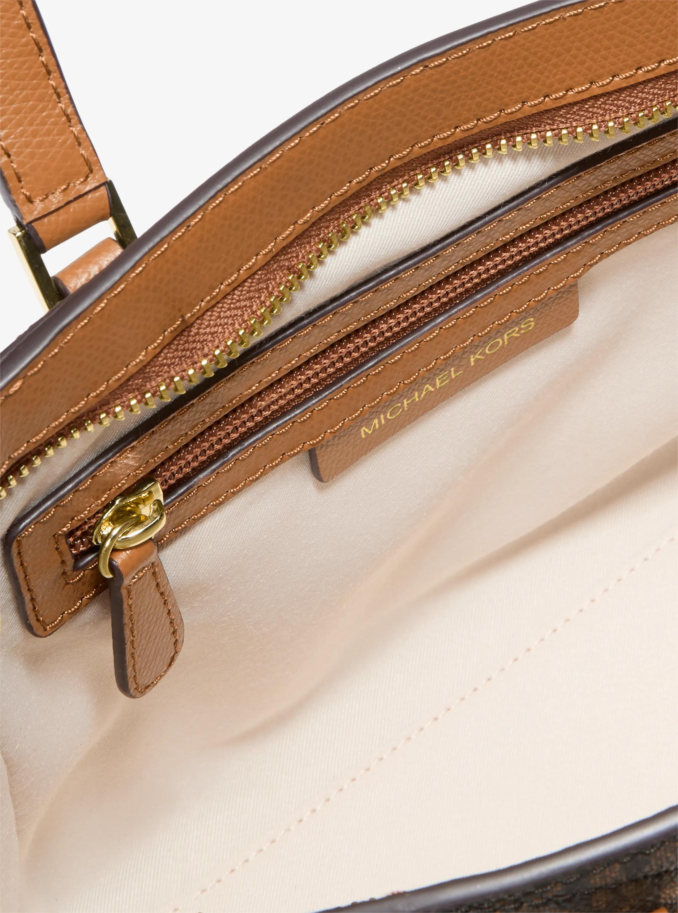 Taryn Small Signature Logo and Leather Convertible Crossbody Bag