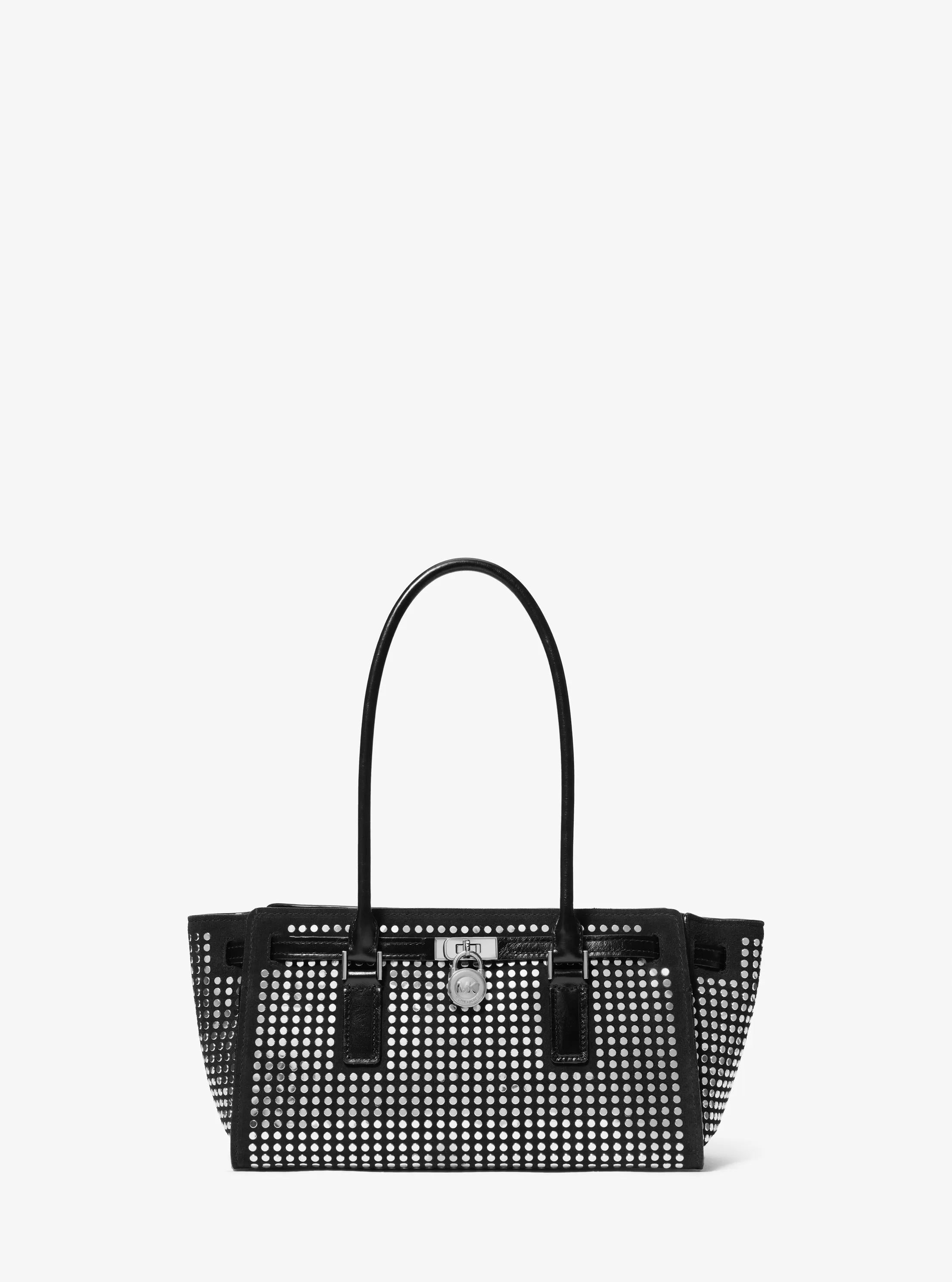 Hamilton Moderne Small Studded Suede Satchel